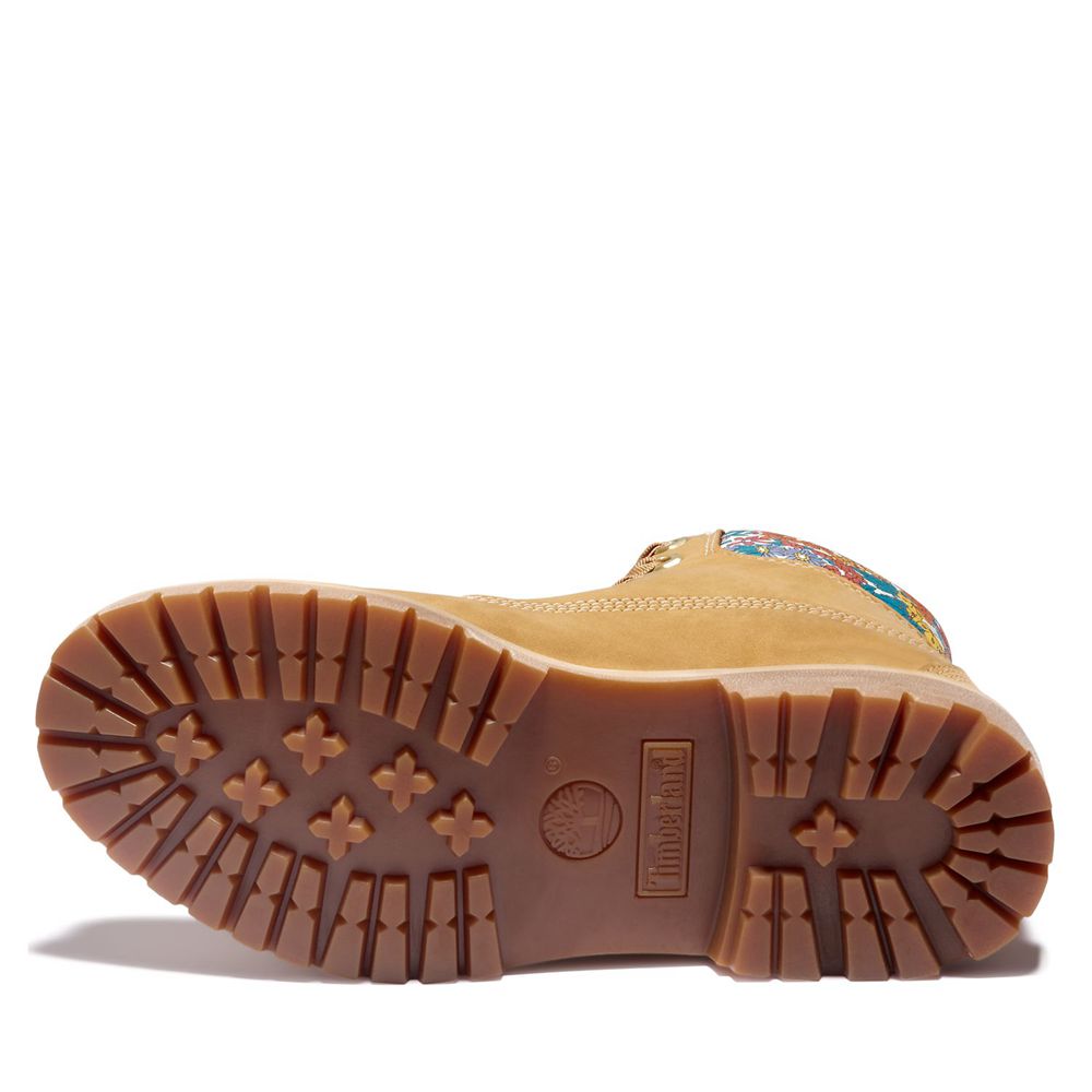 Bototos Timberland Mujer 6-Inch Premium Waterproof Made With Liberty Fabric Marrones - Chile MOC-376